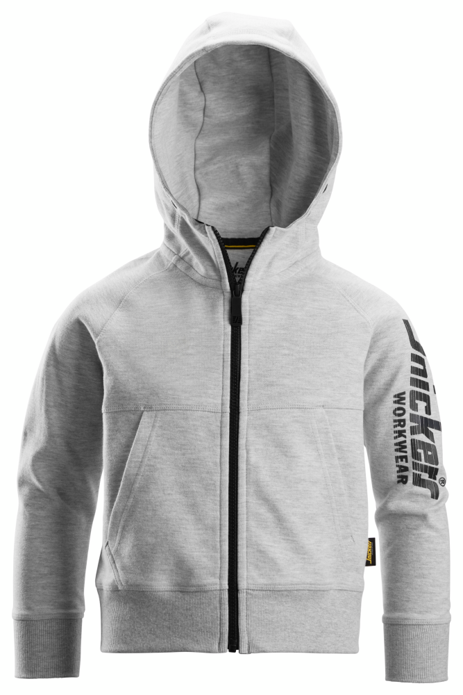 HUVTRÖJA SNICKERS WORKWEAR LOGO ZIP JUNIOR, GRÅMELERAD STL 146/152