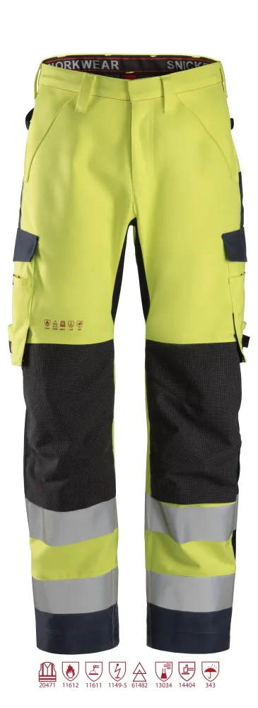 Snickers Workwear 6563 ProtecWork Skalbyxa varsel, gul/marinblå 154
