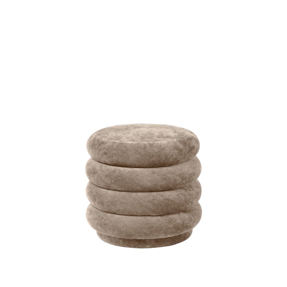 Pouf Round sittpuff, tyg faded velvet 26 beige