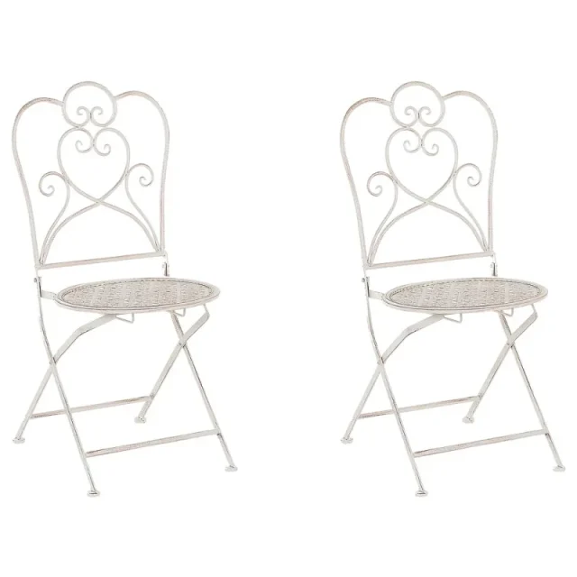 Set med 2 trädgårdsstolar TRIESTE Fällbar Metall Ljusbeige