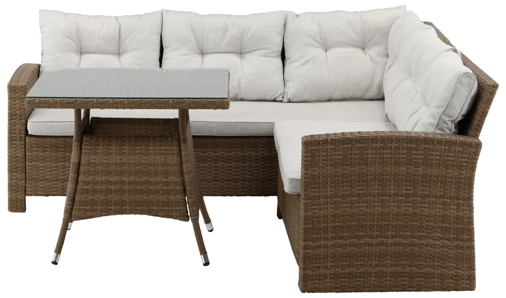 Venture Home Watford 7218-007 Loungeset soffa, bord, grått/natur