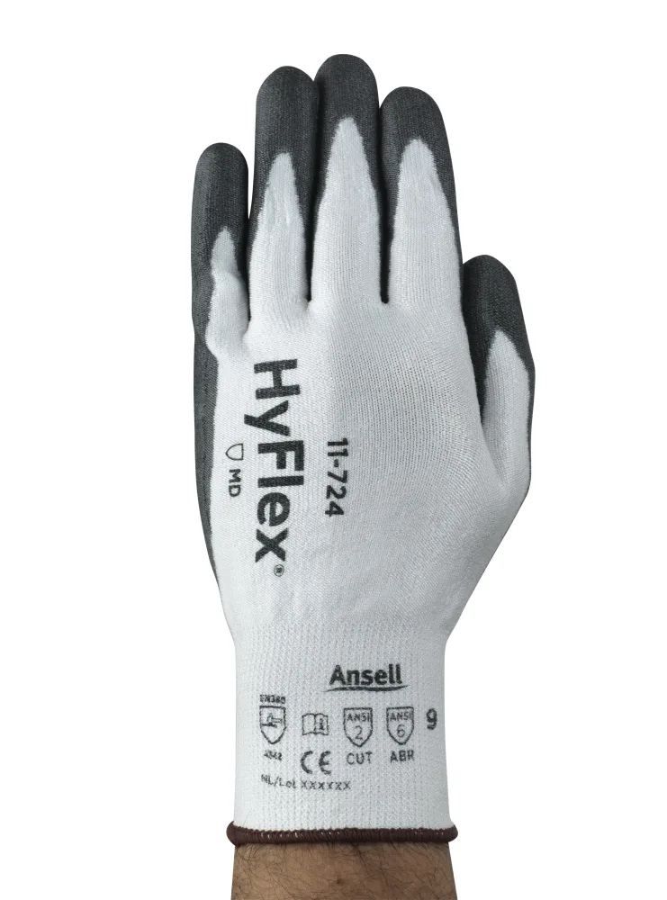 Ansell HyFlex 11-724 Skärskyddshandske ofodrad, PU-beläggning 11