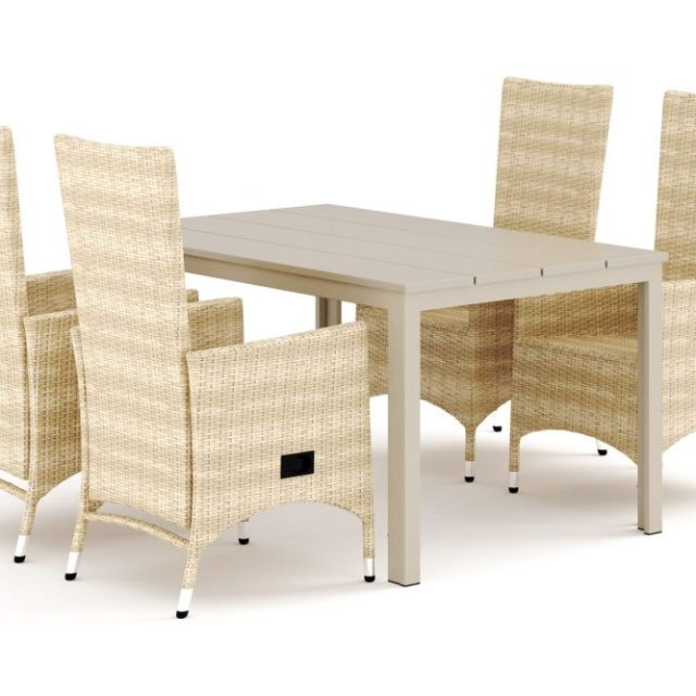 Tunis utomhus matgrupp 140x90 cm med 4 Jenny matstolar