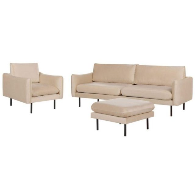 Soffgrupp med fotpall Vinterbro Beige/svart, Sammet
