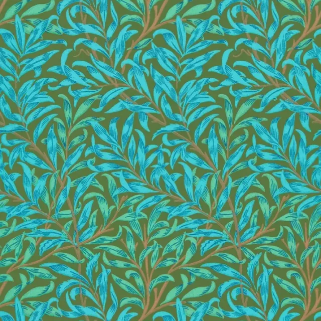 Morris & Co - Willow Boughs Olive/Turqu Queen Square Wallpapers