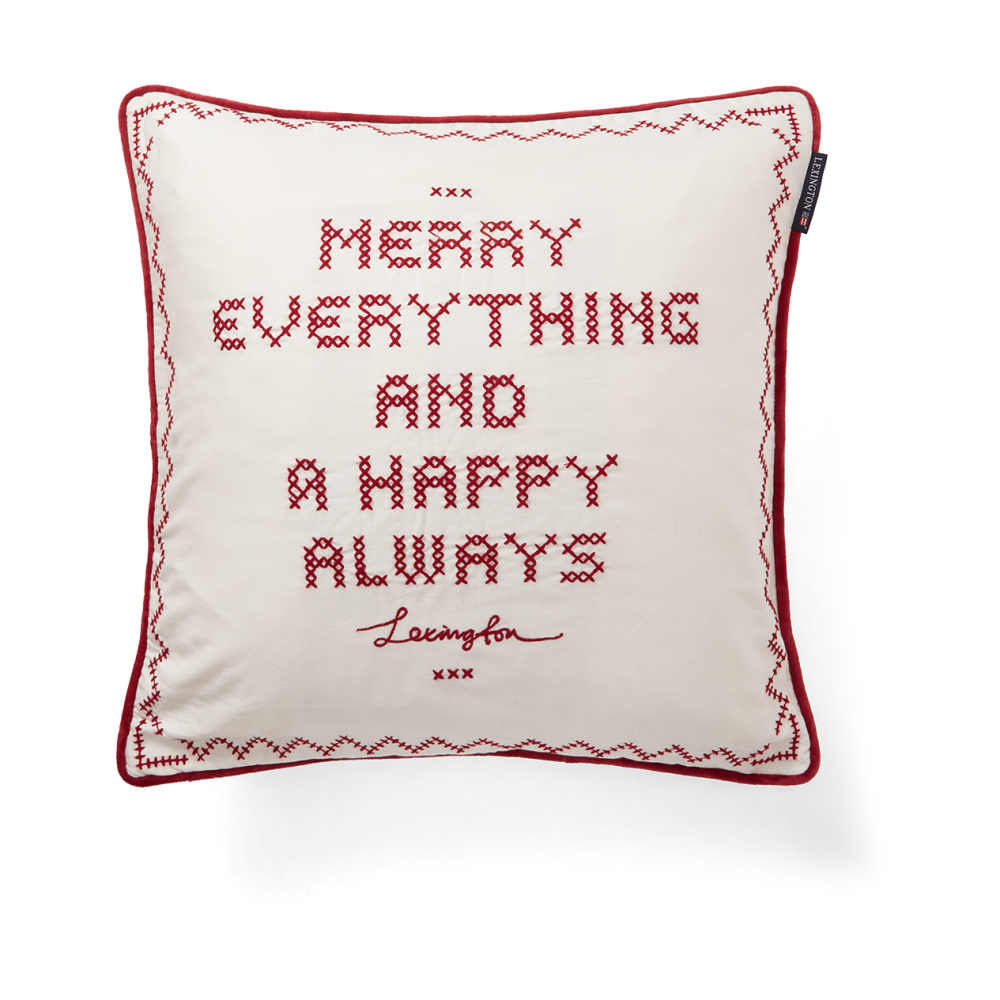 Happy always kuddfodral 50x50 cm, Vit-röd