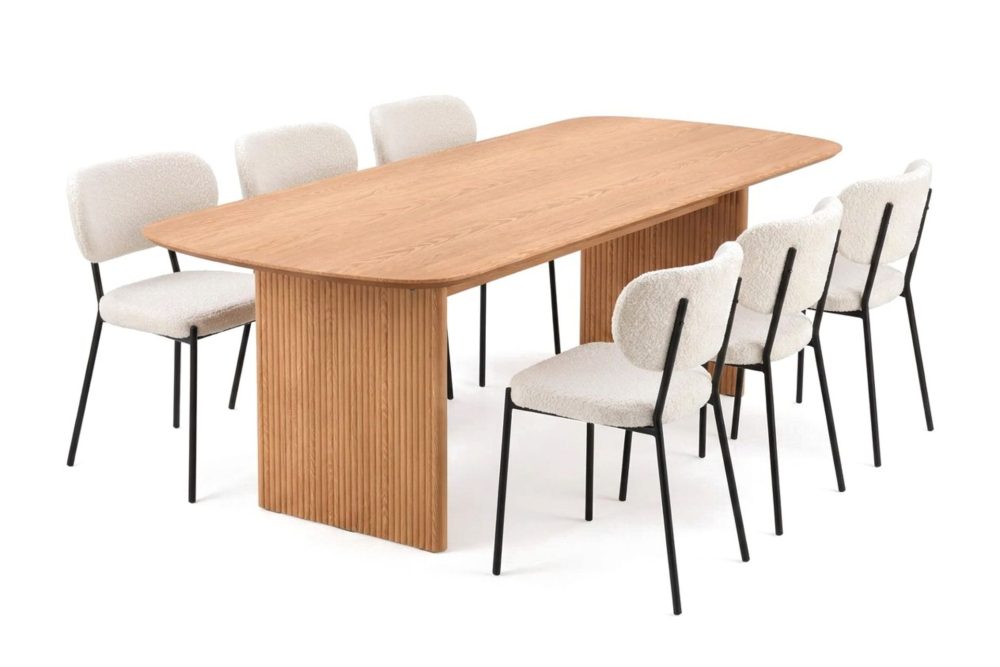 Alma Matgrupp rektangulärt 220 cm Ek med 6 Gemmiano Matstolar