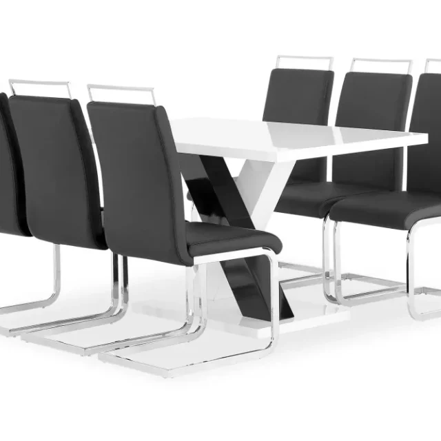Cesi Matgrupp Rektangulärt matbord 140 cm + 6 Isoda Läder Marstolar