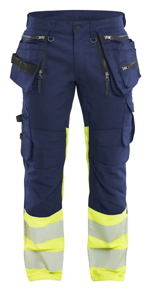 Blåkläder 113011498933C48 Arbetsbyxa varsel, marinblå/gul Marinblå/gul
