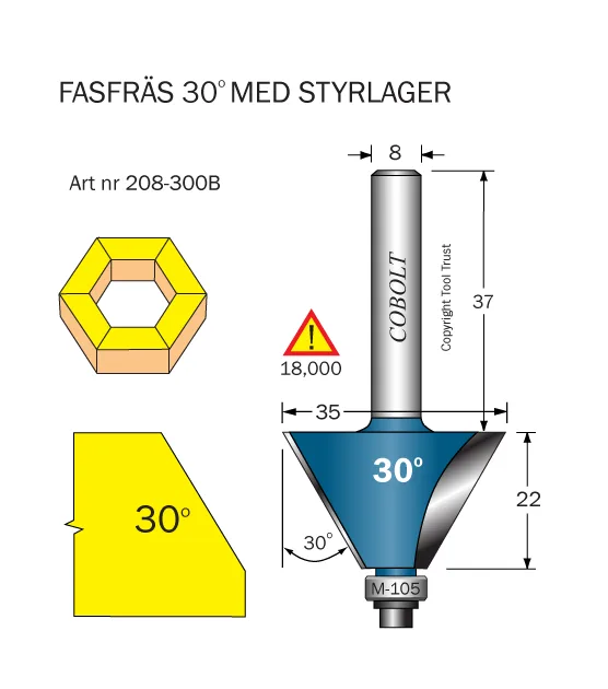 Cobolt 208-300B Fasfräs 30° D=35 L=22 F=12,5 TL=70 S=8