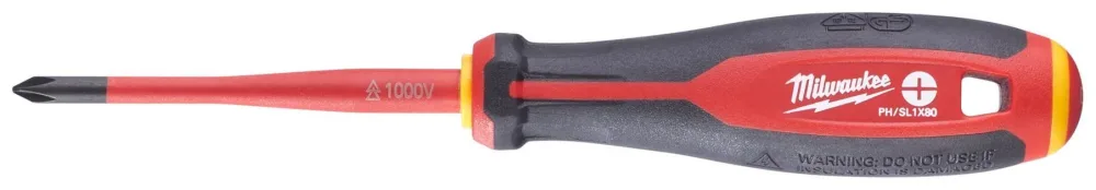 Milwaukee Tri-Lobe VDE Skruvmejsel 3-sidigt antirullhandtag PH/ SL2 x 100 mm