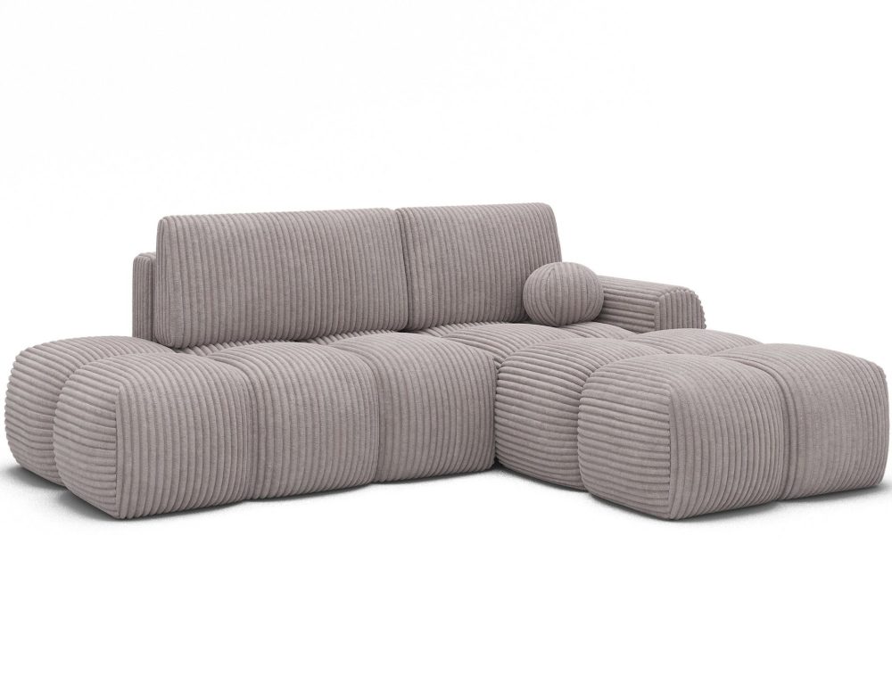 Vittario 3-sits Bubblig Bäddsoffa med Divan och förvaring Höger