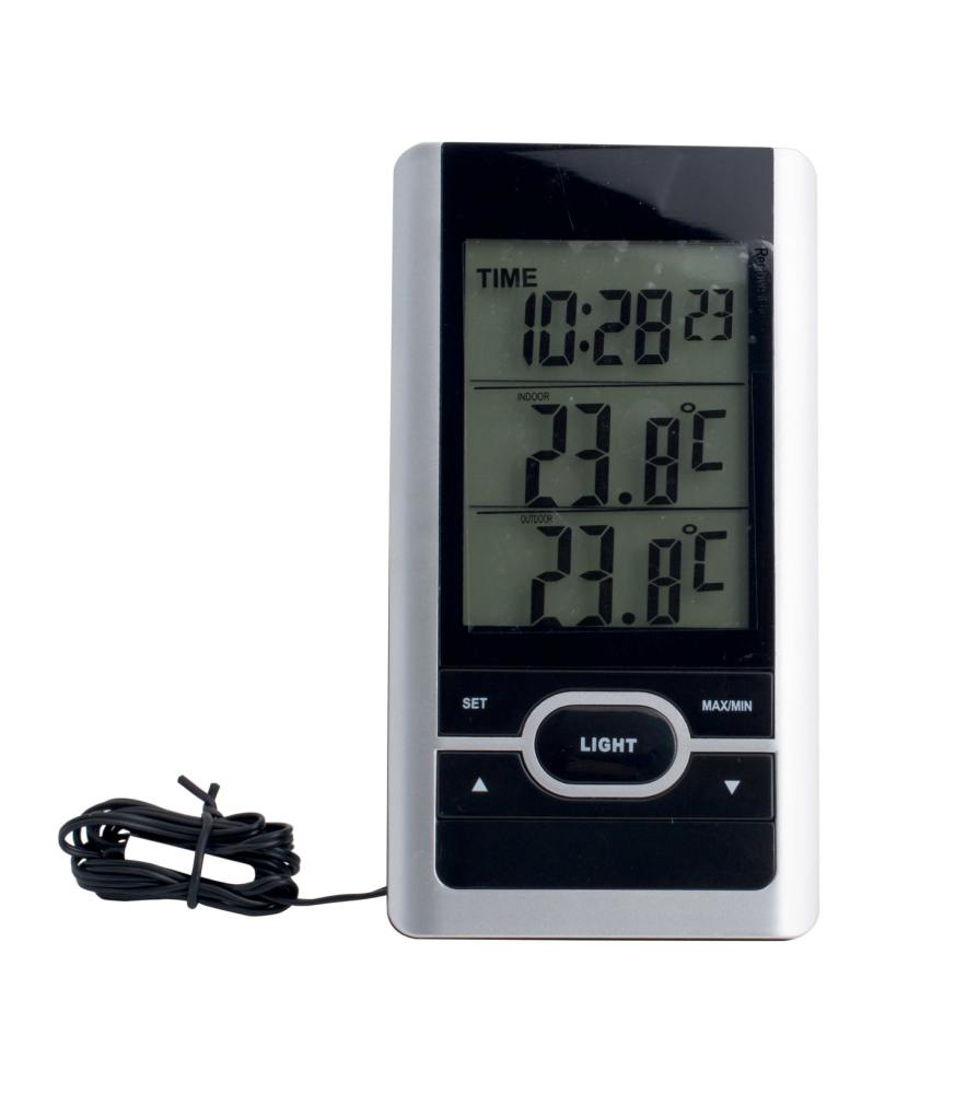 TERMOMETER VIKING DIGITAL INNE UTE KLOCKA