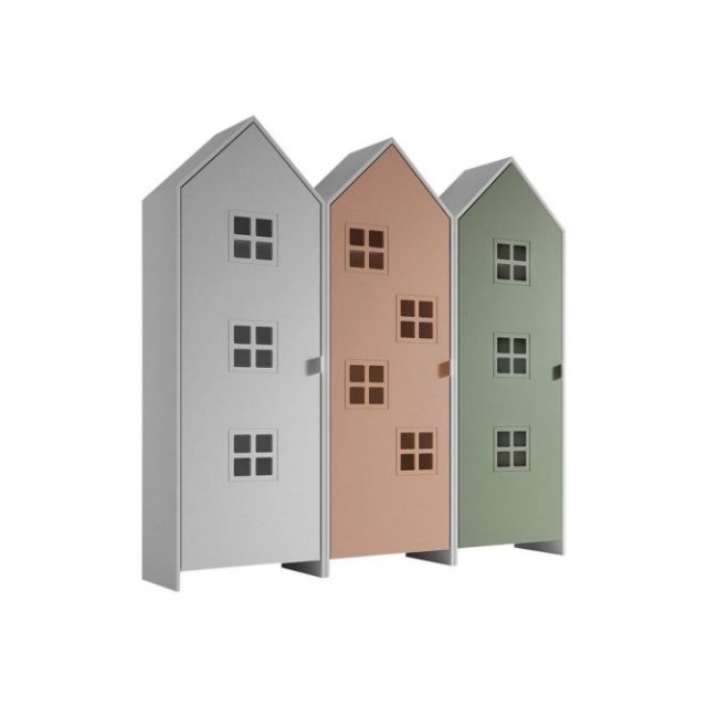 Skåp Casami Brygge 3-delad med 3 dörrar Vit/Rosa/Grön