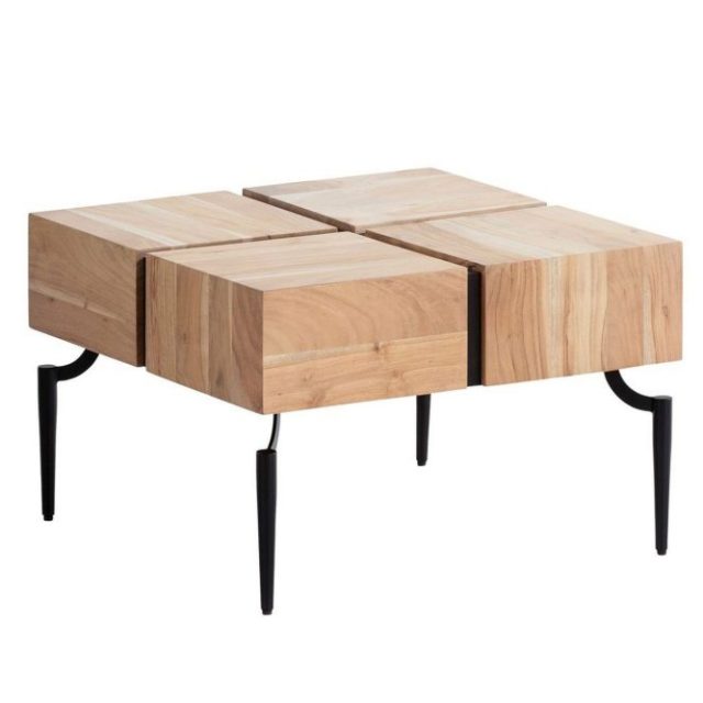 Soffbord Wohnling massivt trä 60 cm kub, fyrkantig, modern stil ljusbrun