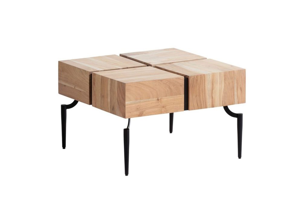 Soffbord Wohnling massivt trä 60 cm kub, fyrkantig, modern stil ljusbrun