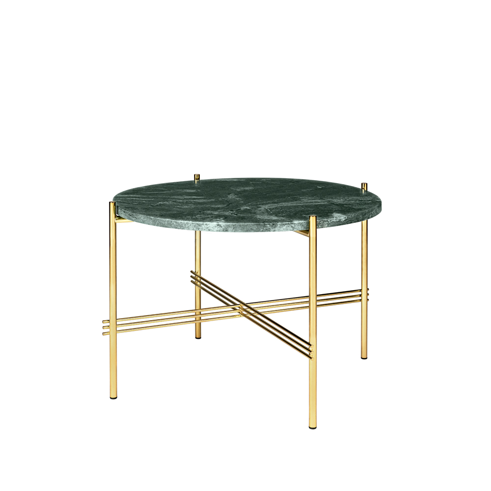 TS Round soffbord, green guatemala marble, ø55, mässingsstativ