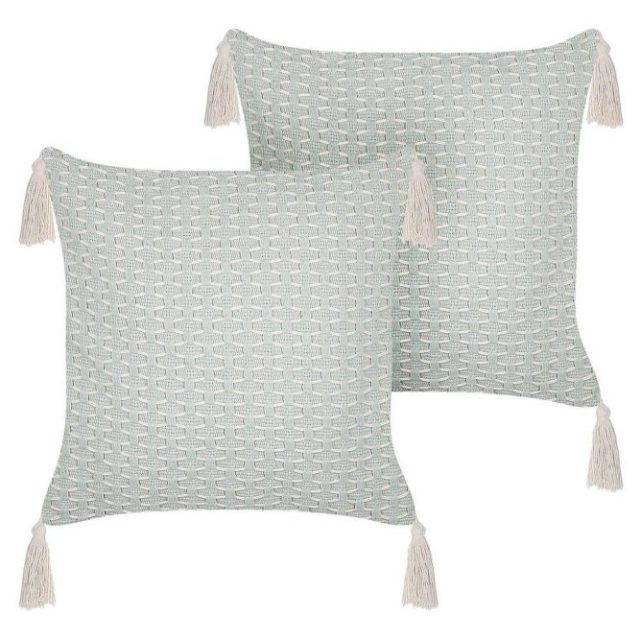 Prydnadskuddar Hakone set om 2 Grön/beige, Fyrkantig
