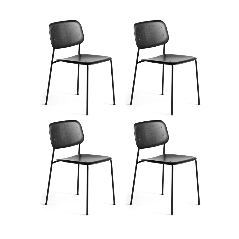 Soft Edge 40 stol, Black oak-svart stålstativ, 4-pack