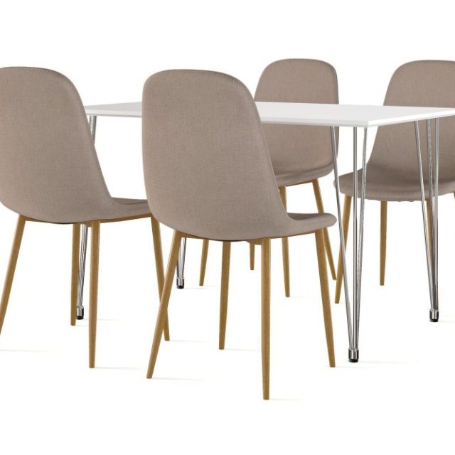 Kronblom Matbord 120 cm + 4 st Nibe stol brun med ek ben