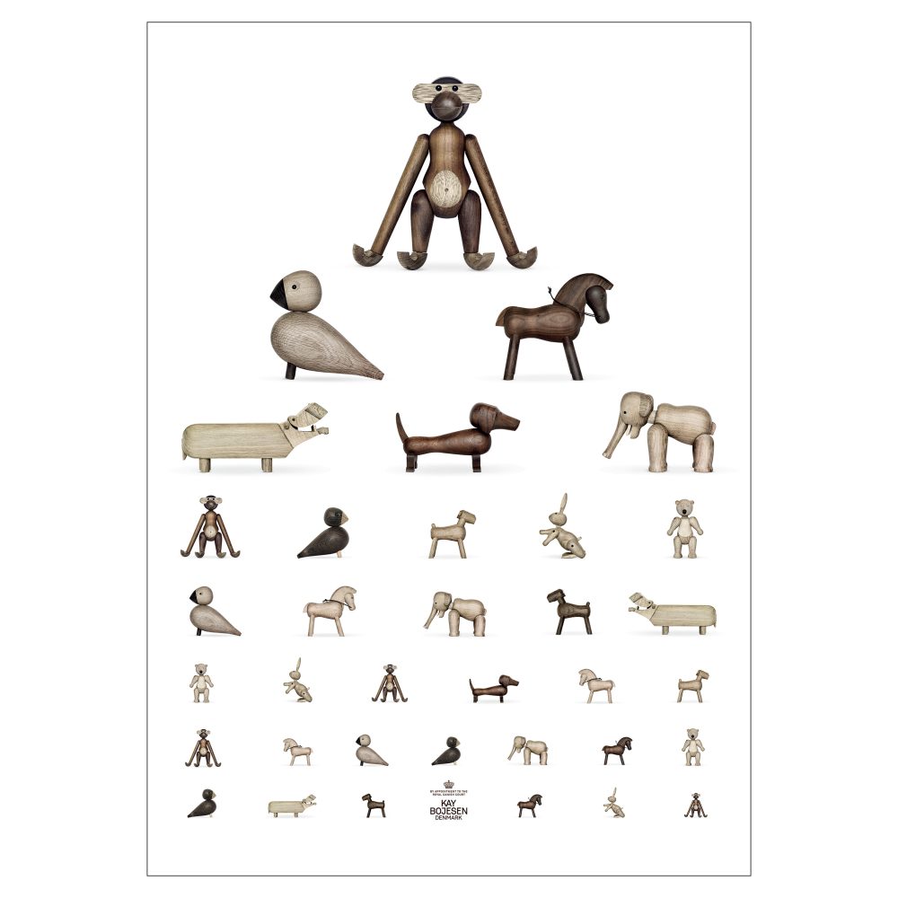 Kay Bojesen poster djur, 50x70 cm