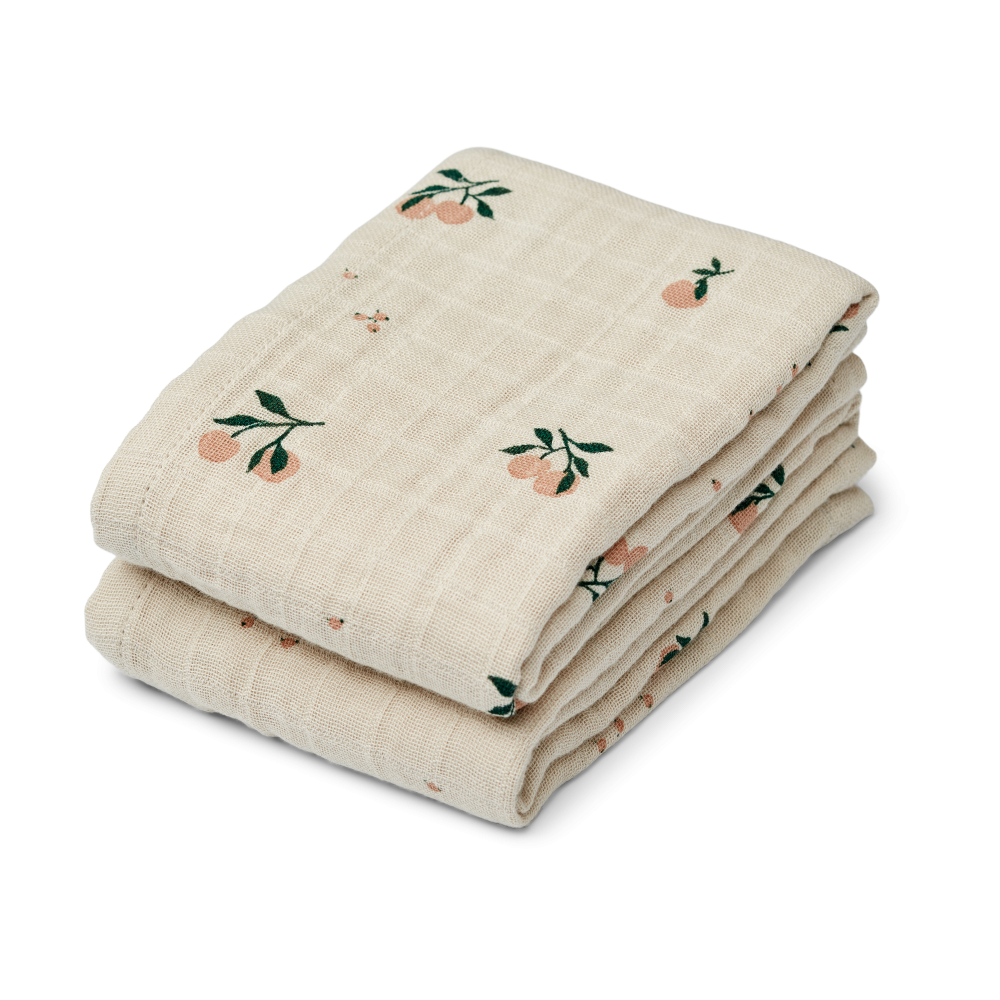 Lewis muslin filt 2-pack 65x65 cm, Peach-Sea shell mix