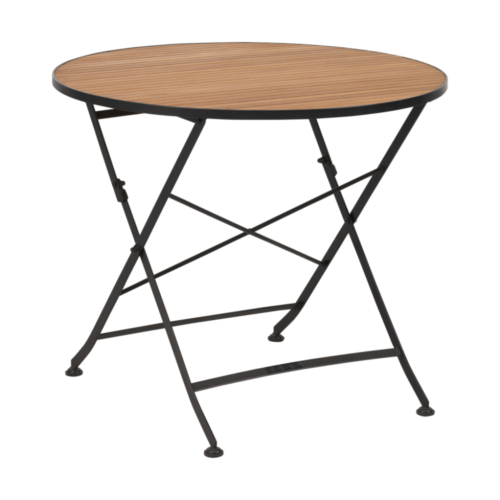Brewer matbord, Svart-teak, Ø85 cm