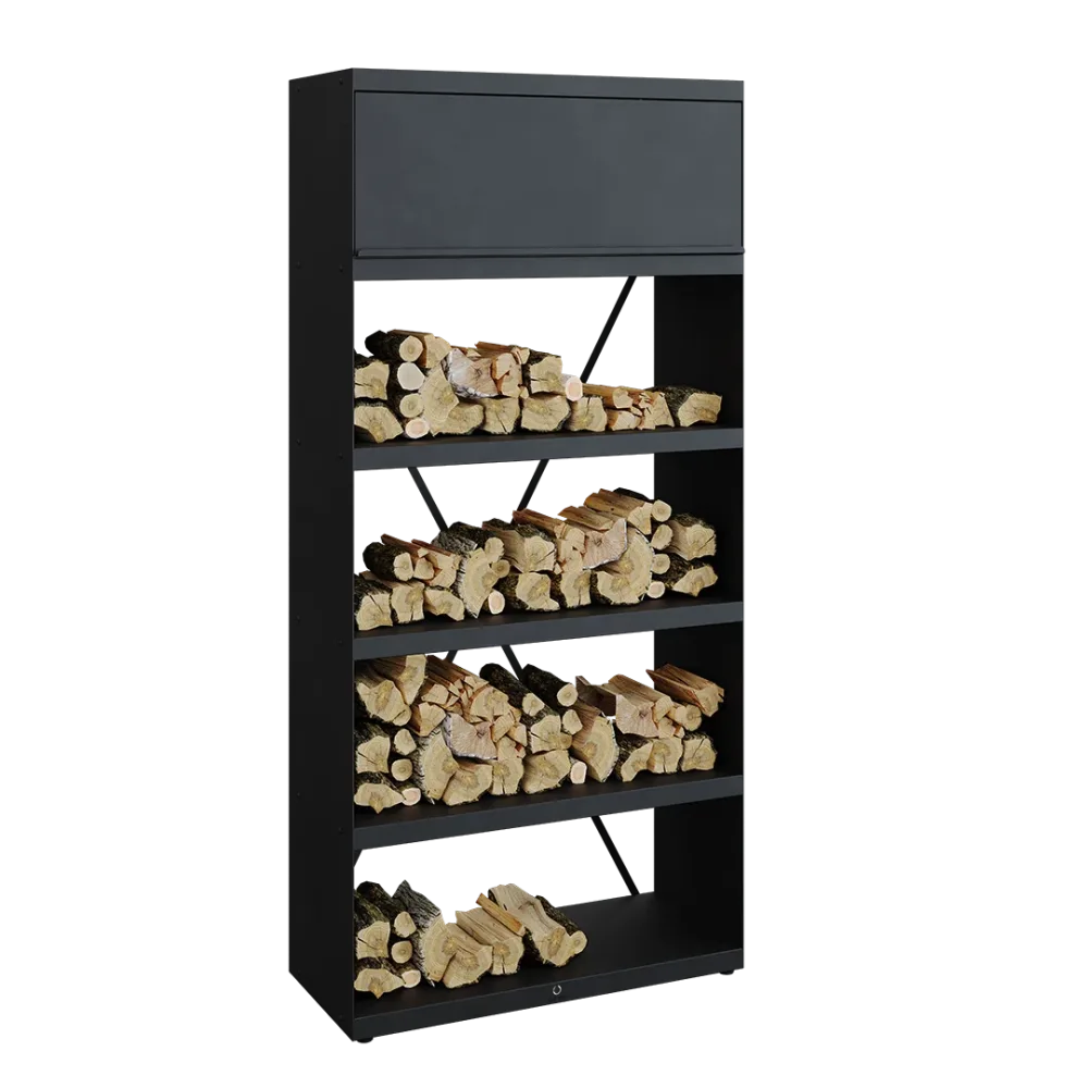 OFYR Wood Storage Black 100 Förvaringshylla svartlackerat stål