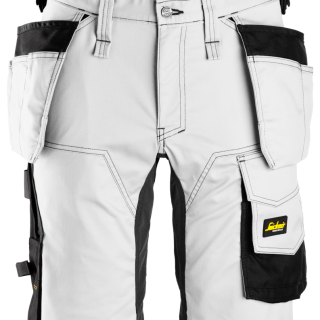 SHORTS SNICKERS WORKWEAR 6141 STRETCH VIT/SV 50, HF AW VIT/SVART