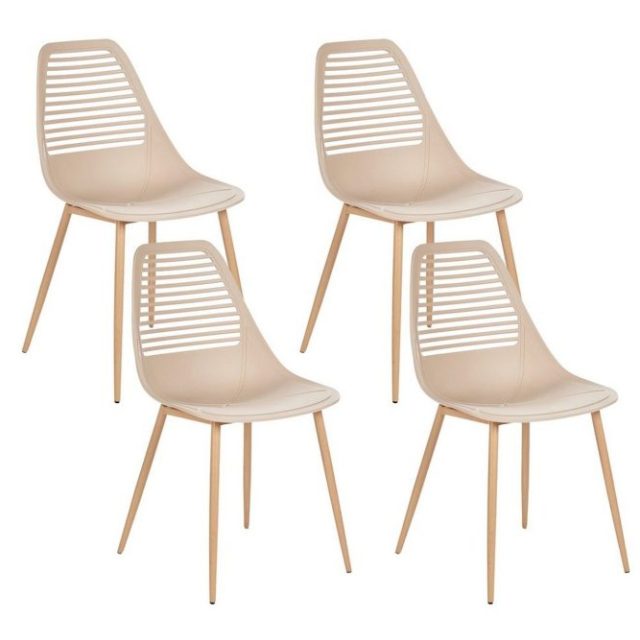 Matsalsstol Montello set om 4 Beige-Ljust Trä