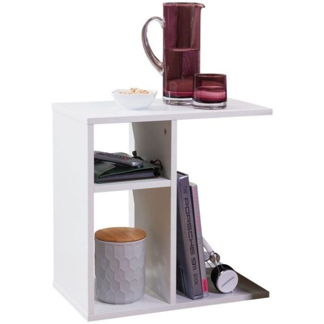 Sido bord Wohnling folierad spånskiva 50 cm, modern loftstil Vit