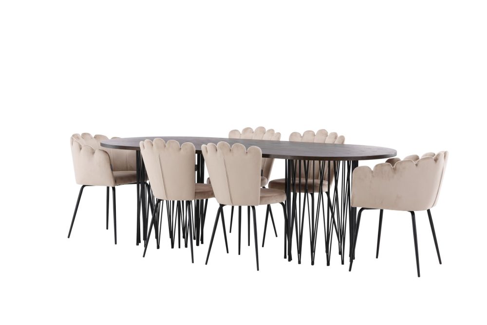 Stonaro Matgrupp 220 cm Oval med 2 Limhamn stolar