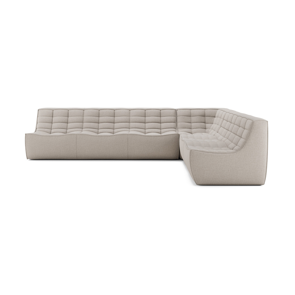 N701 modulhörnsoffa med rakt hörn, tyg Beige, 301x231 cm