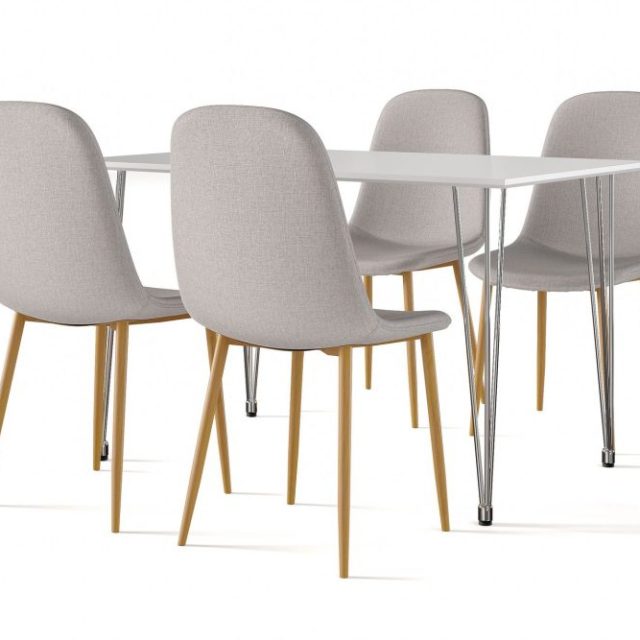 Kronblom Matbord 120 cm + 4 st Nibe stol grå med ek ben