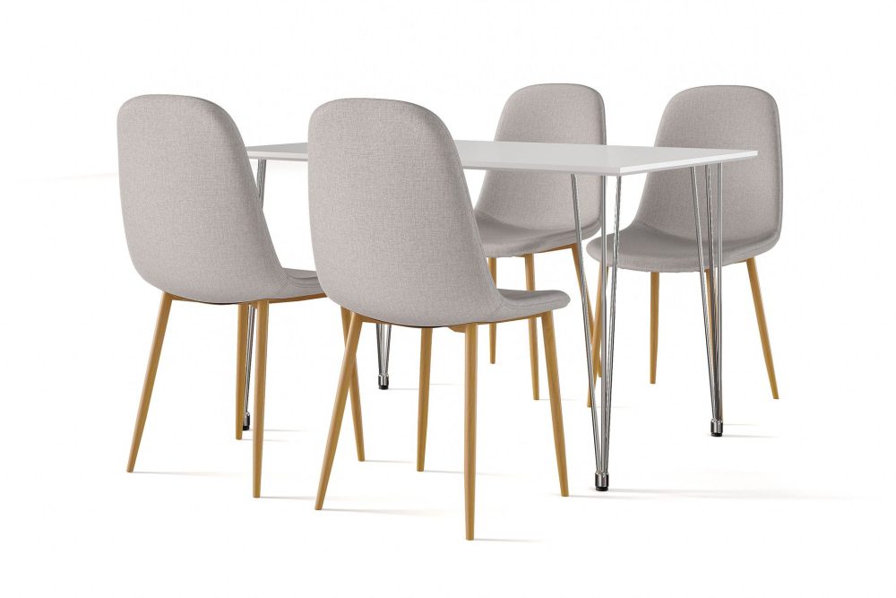Kronblom Matbord 120 cm + 4 st Nibe stol grå med ek ben