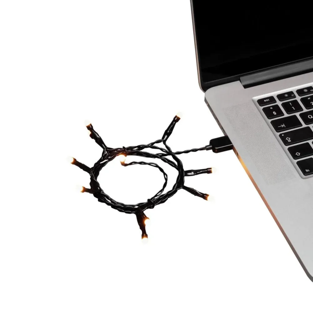 Konstsmide 1772-830 Microljusslinga frostad, USB, amber, svart kabel 0.9 m, 10 LED - Bild 2
