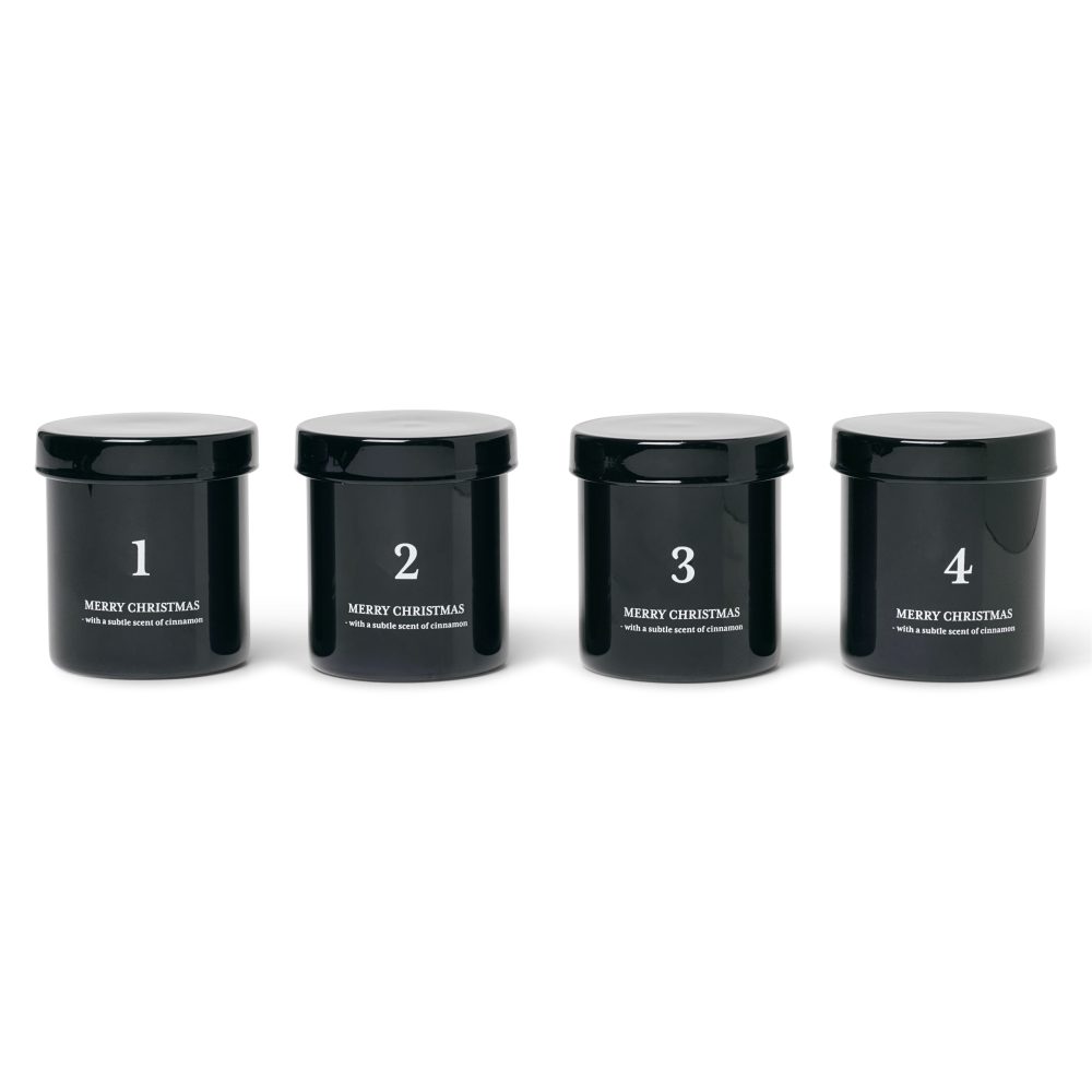 Adventsljus med doft 4-pack, Svart
