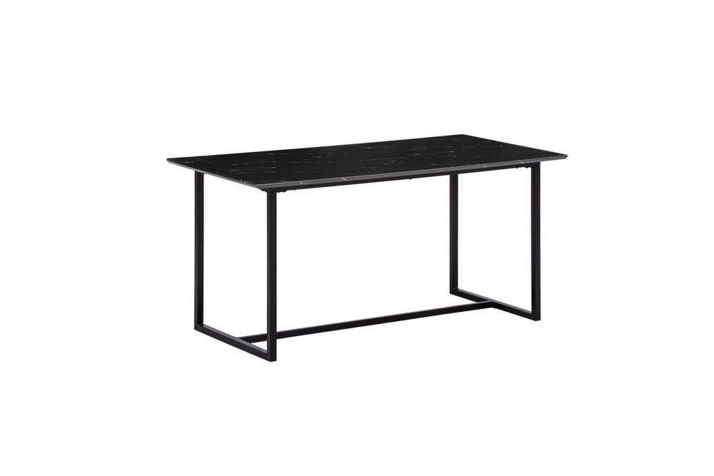 Matbord Wohnling Industriell loftstil, MDF med metallben med gyllene spets Marmor, Svart, 200x90 cm