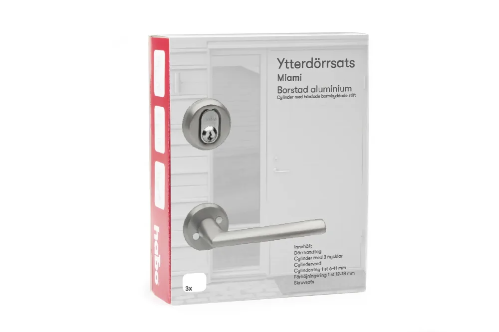 Habo Miami 19833 Ytterdörrsats utan låshus Borstad aluminium