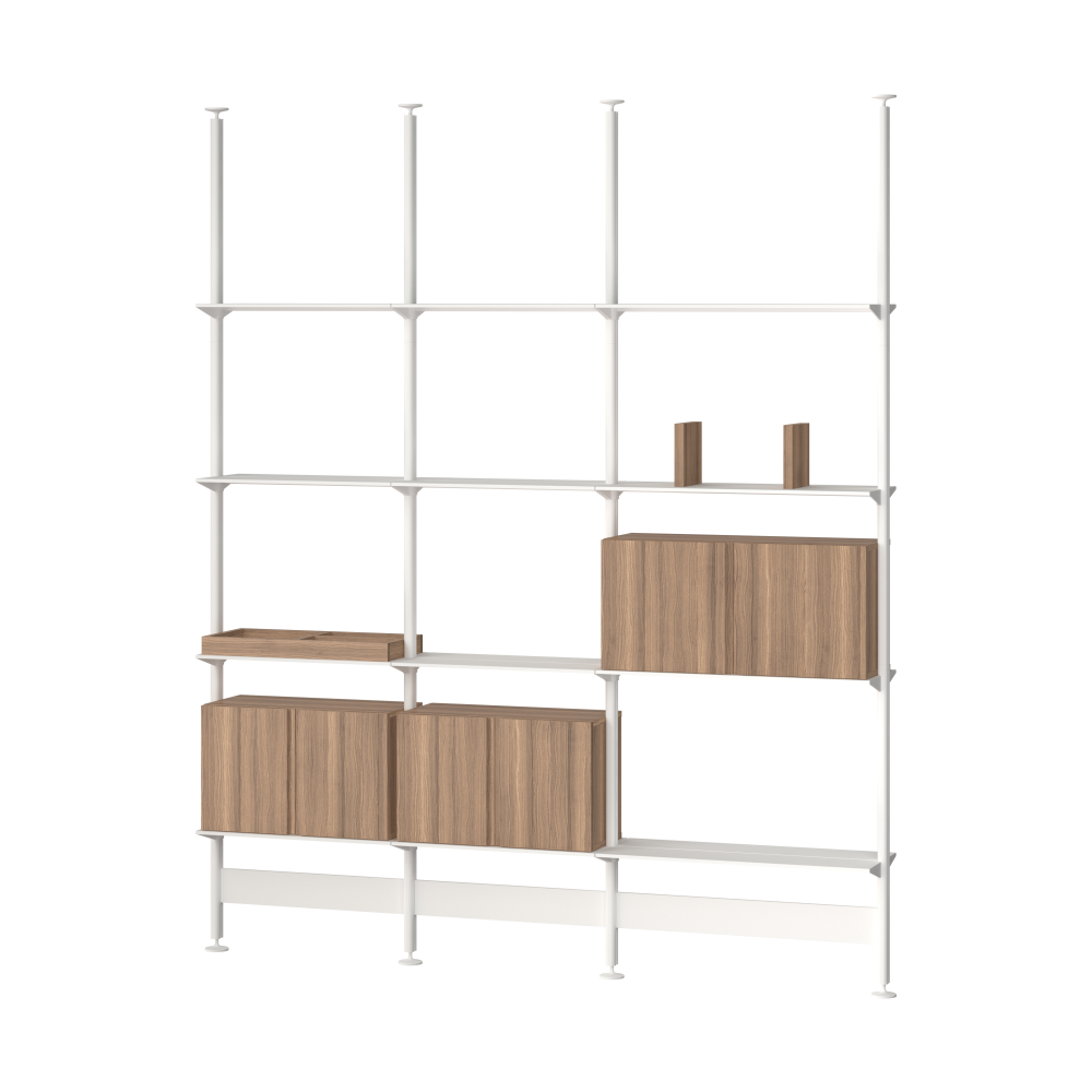 Pira G2 hyllsystem F C B White/Walnut 240-247 cm