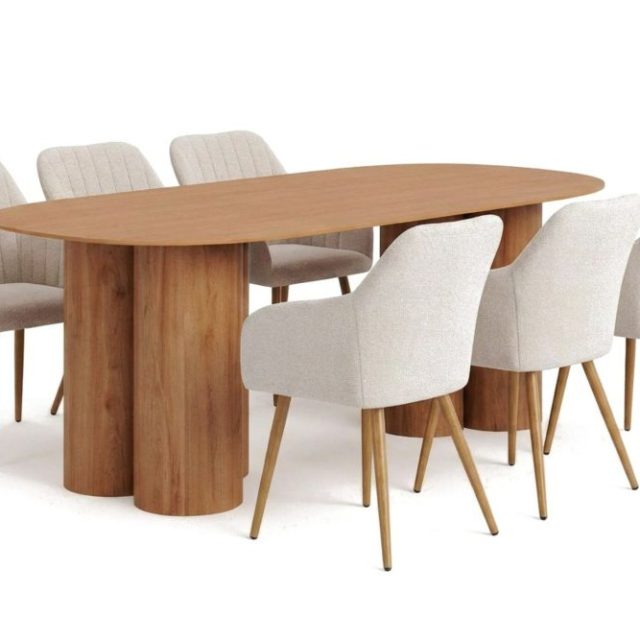 Juno Matgrupp rektangulärt 220 cm Ek med 6 Filippa Matstolar