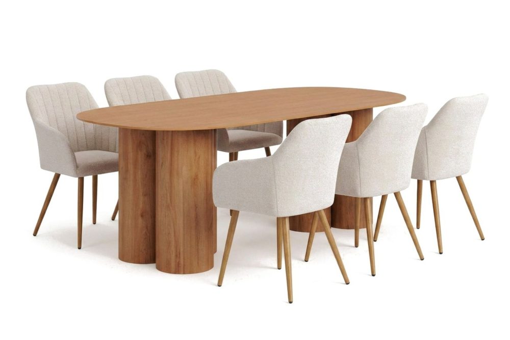 Juno Matgrupp rektangulärt 220 cm Ek med 6 Filippa Matstolar