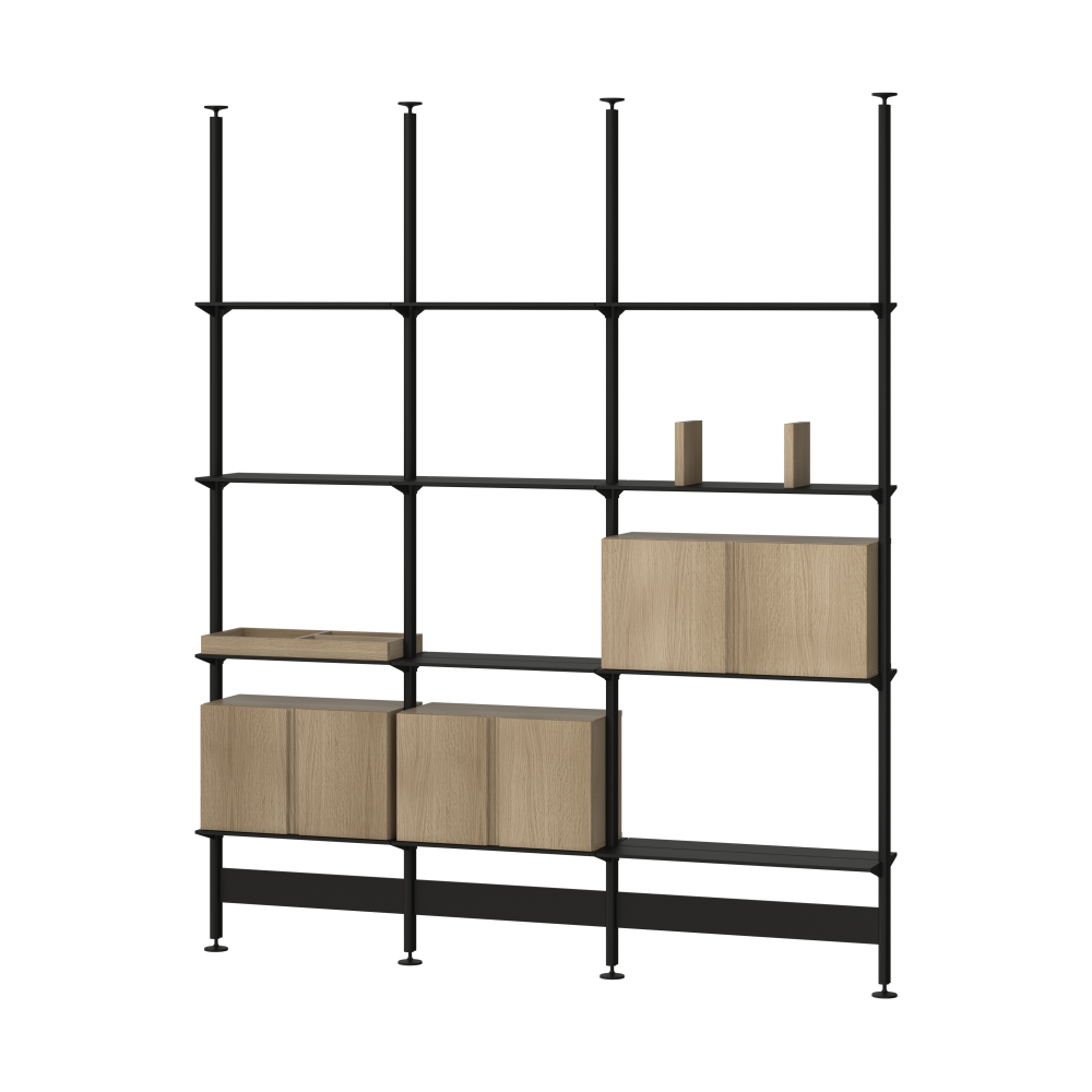 Pira G2 hyllsystem F C B Black/Oak 248-255 cm