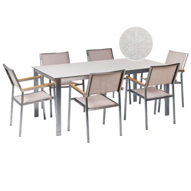 Matsalsset Cosoleto/Grosseto Vit/Beige/Silver, 6-Sits