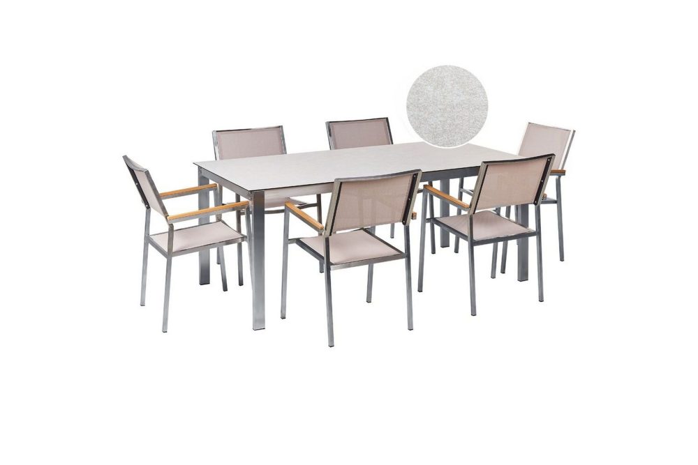 Matsalsset Cosoleto/Grosseto Vit/Beige/Silver, 6-Sits