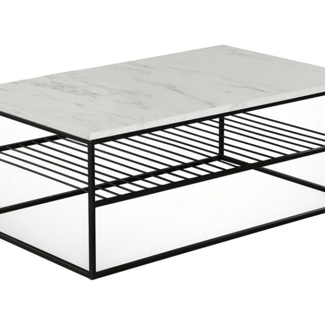 Falan Soffbord 95 cm med Förvaring Hylla Marmormönster Ribbo