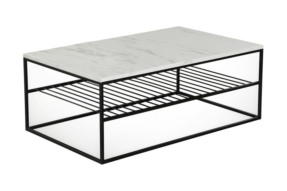 Falan Soffbord 95 cm med Förvaring Hylla Marmormönster Ribbo