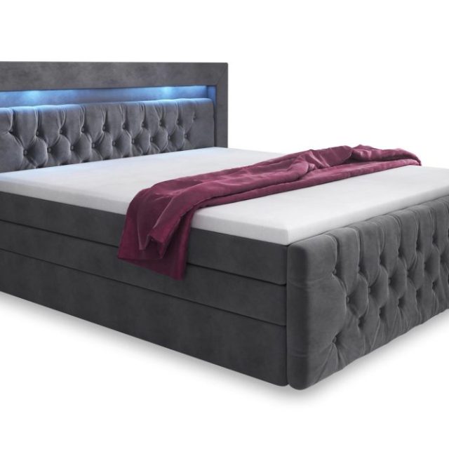Franco Lyx Komplett Sängpaket med Förvaring 180x200 LED-belysning