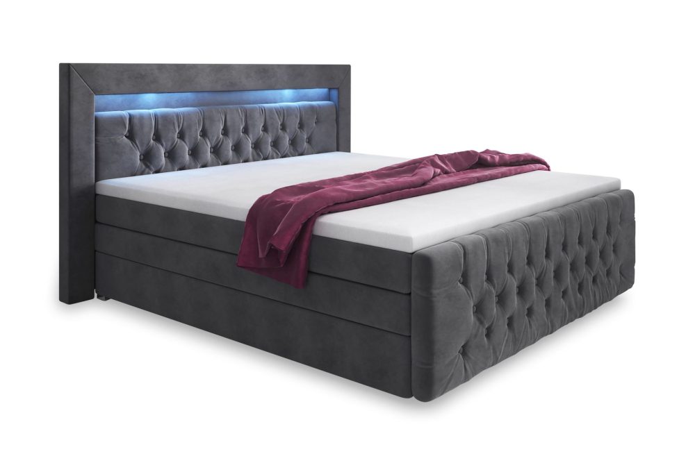 Franco Lyx Komplett Sängpaket med Förvaring 180x200 LED-belysning