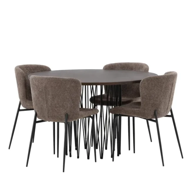 Matgrupp Alismo 120 cm Rund med 4 Habesh stolar